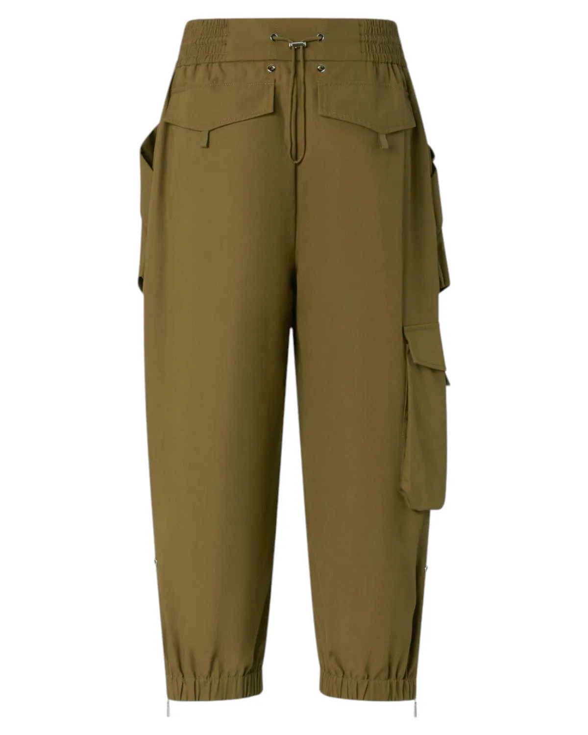 Pantaloni Cargo Donna in Cotone Leggero con Maxi Tasche e Zip alla Caviglia