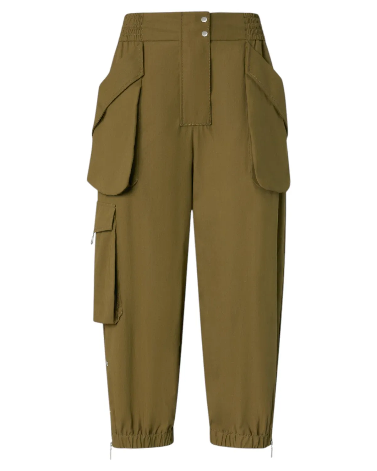 Pantaloni Cargo Donna in Cotone Leggero con Maxi Tasche e Zip alla Caviglia