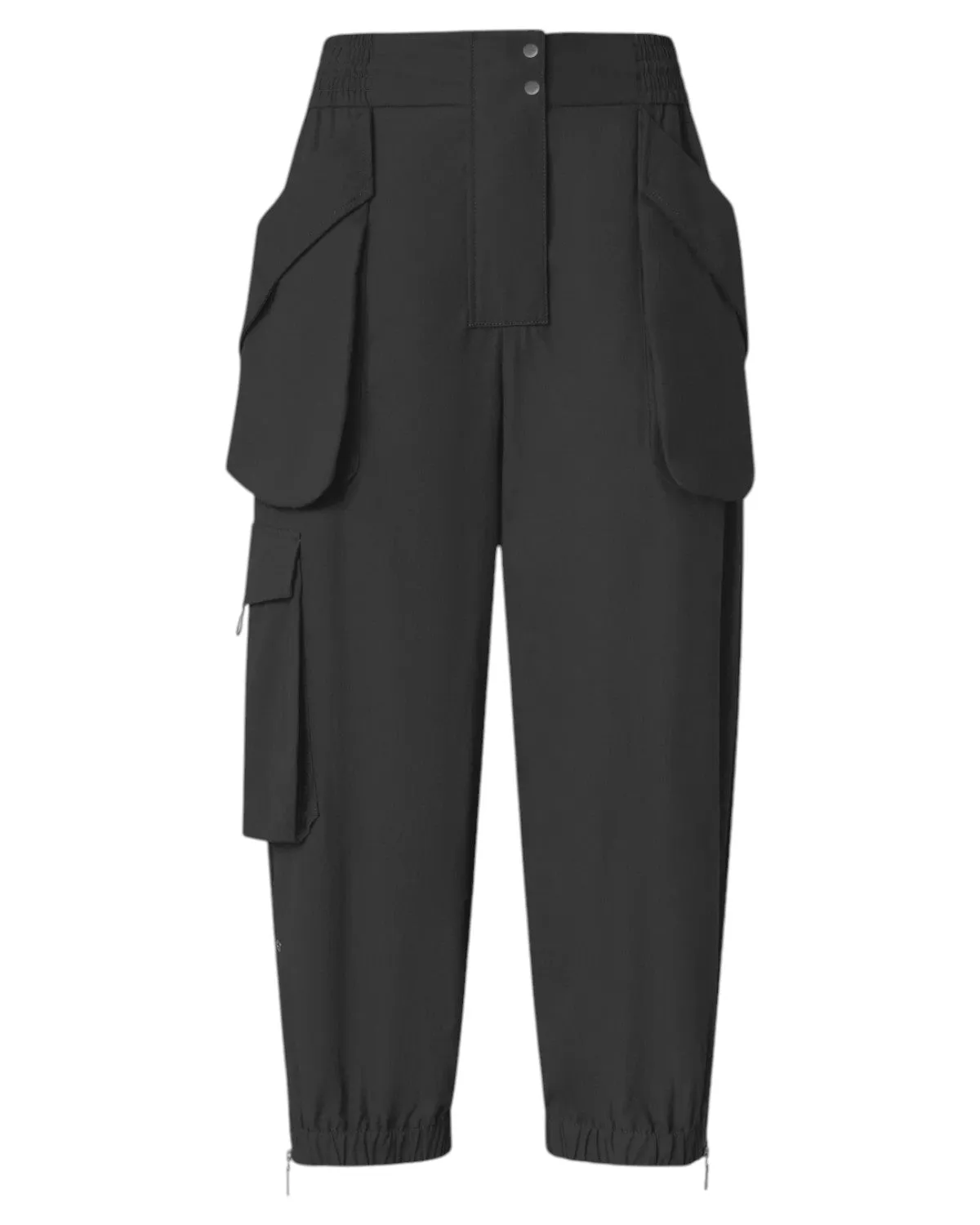 Pantaloni Cargo Donna in Cotone Leggero con Maxi Tasche e Zip alla Caviglia
