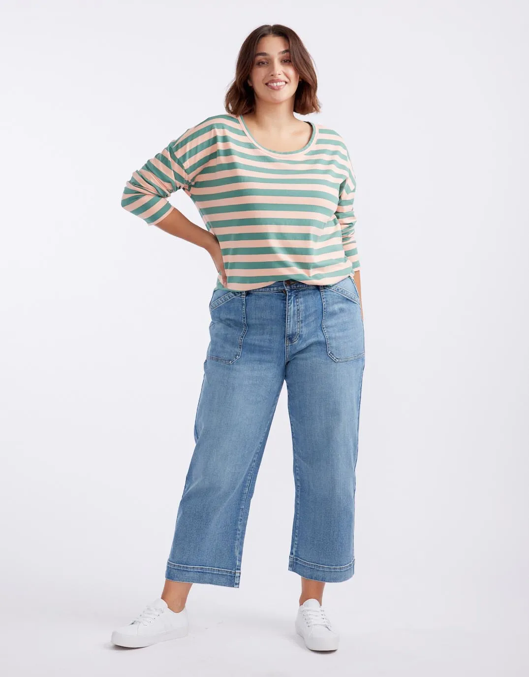 Relaxed Long Sleeve T-Shirt - Sage/Nectar