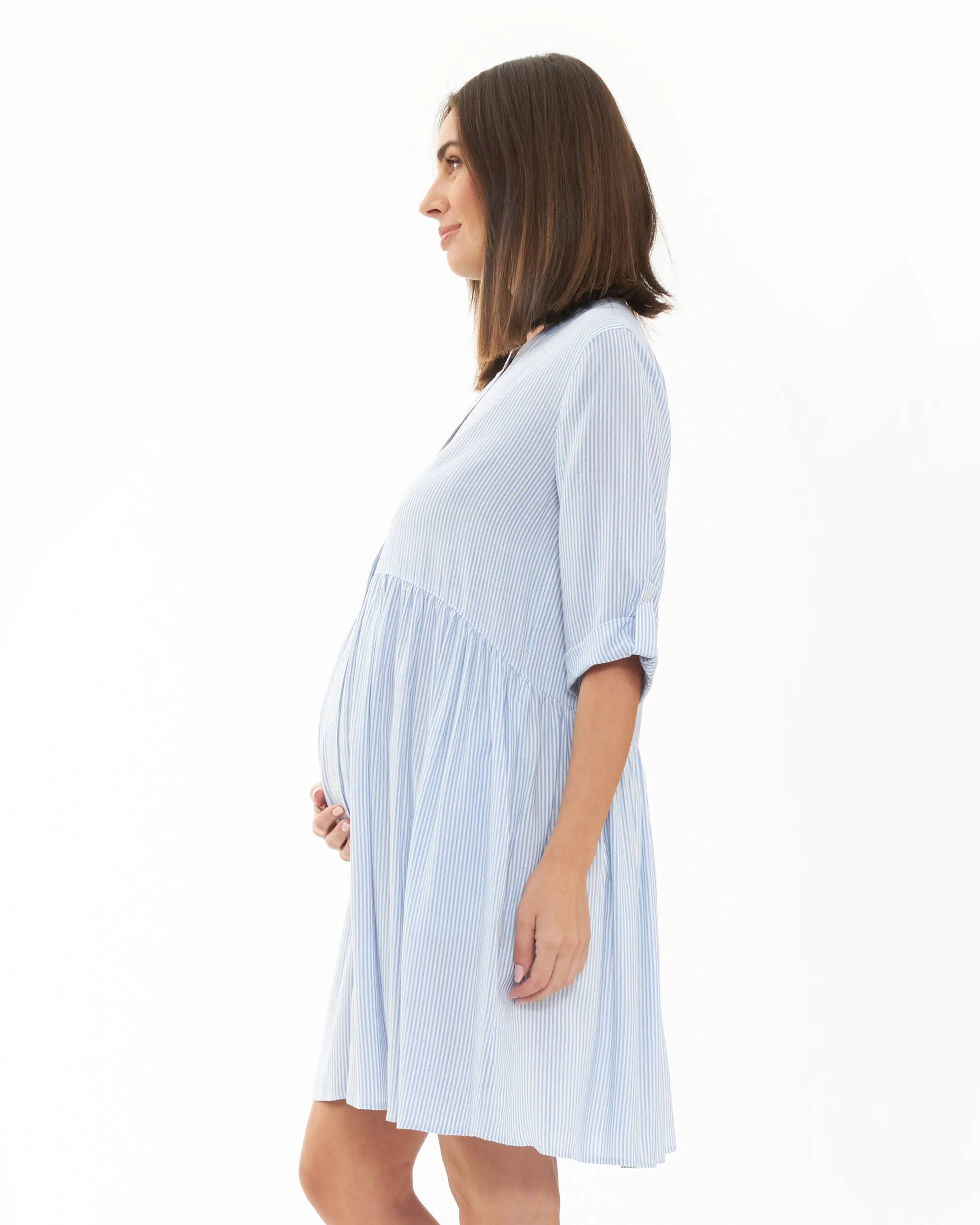 Sam Stripe Dress  Sky Blue / White