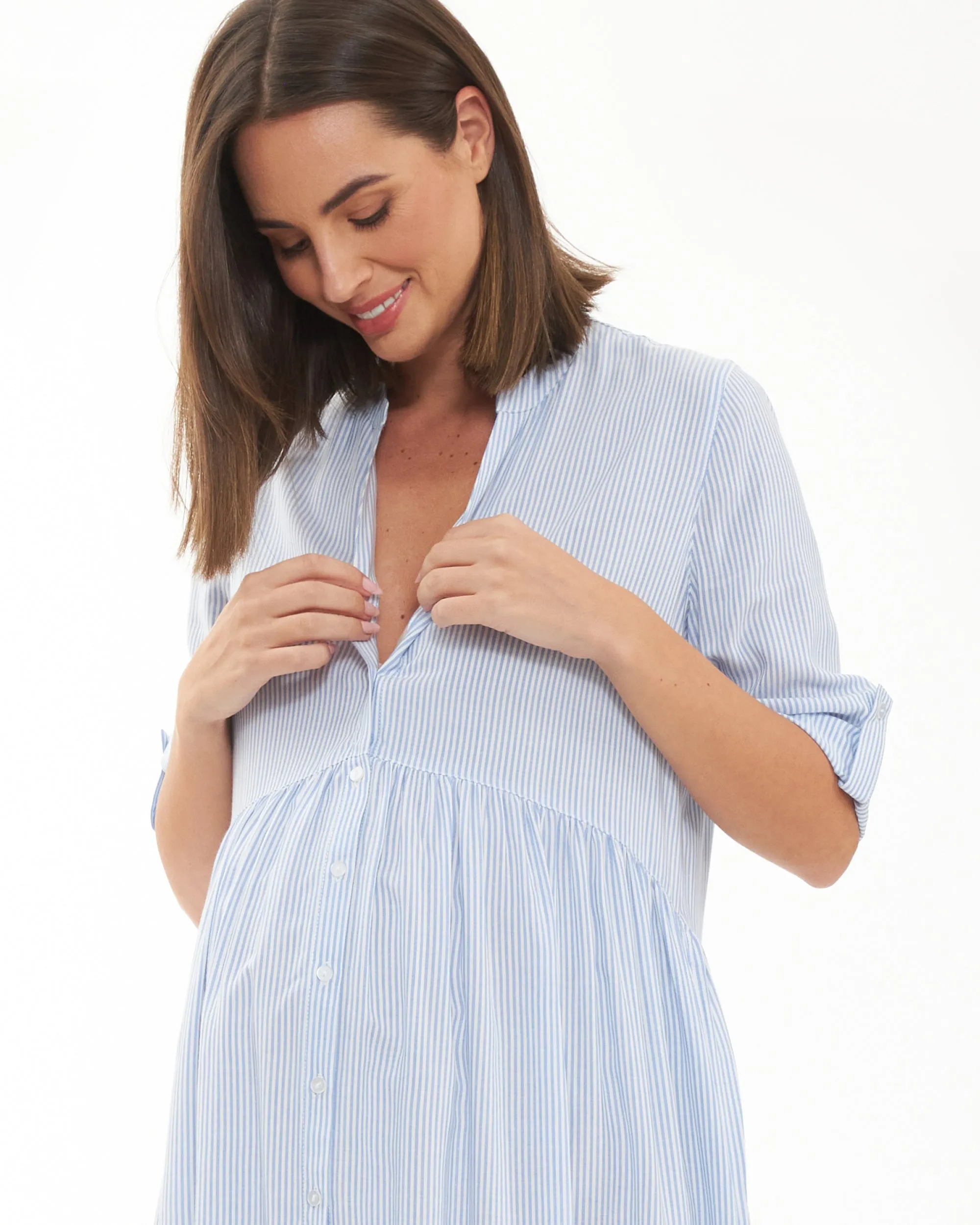 Sam Stripe Dress  Sky Blue / White