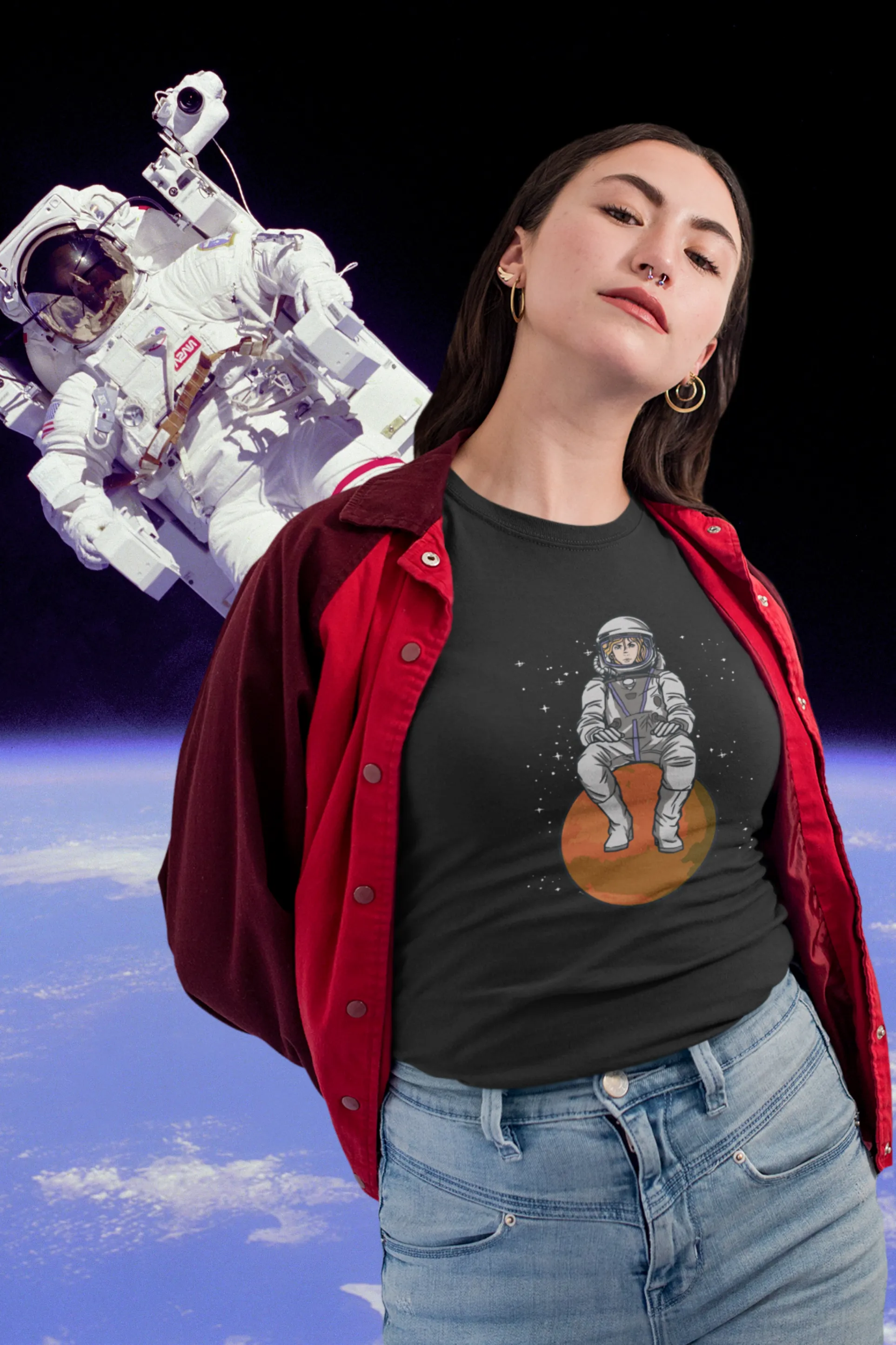 Space Explorer Printed T-shirt for women