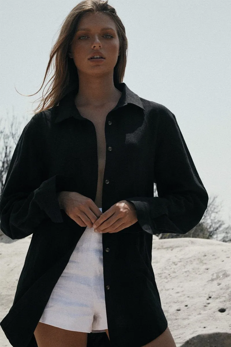 Sundays The Label WOMENS LEOPOLD OVERSIZED SHIRT 2.0 -BLACK