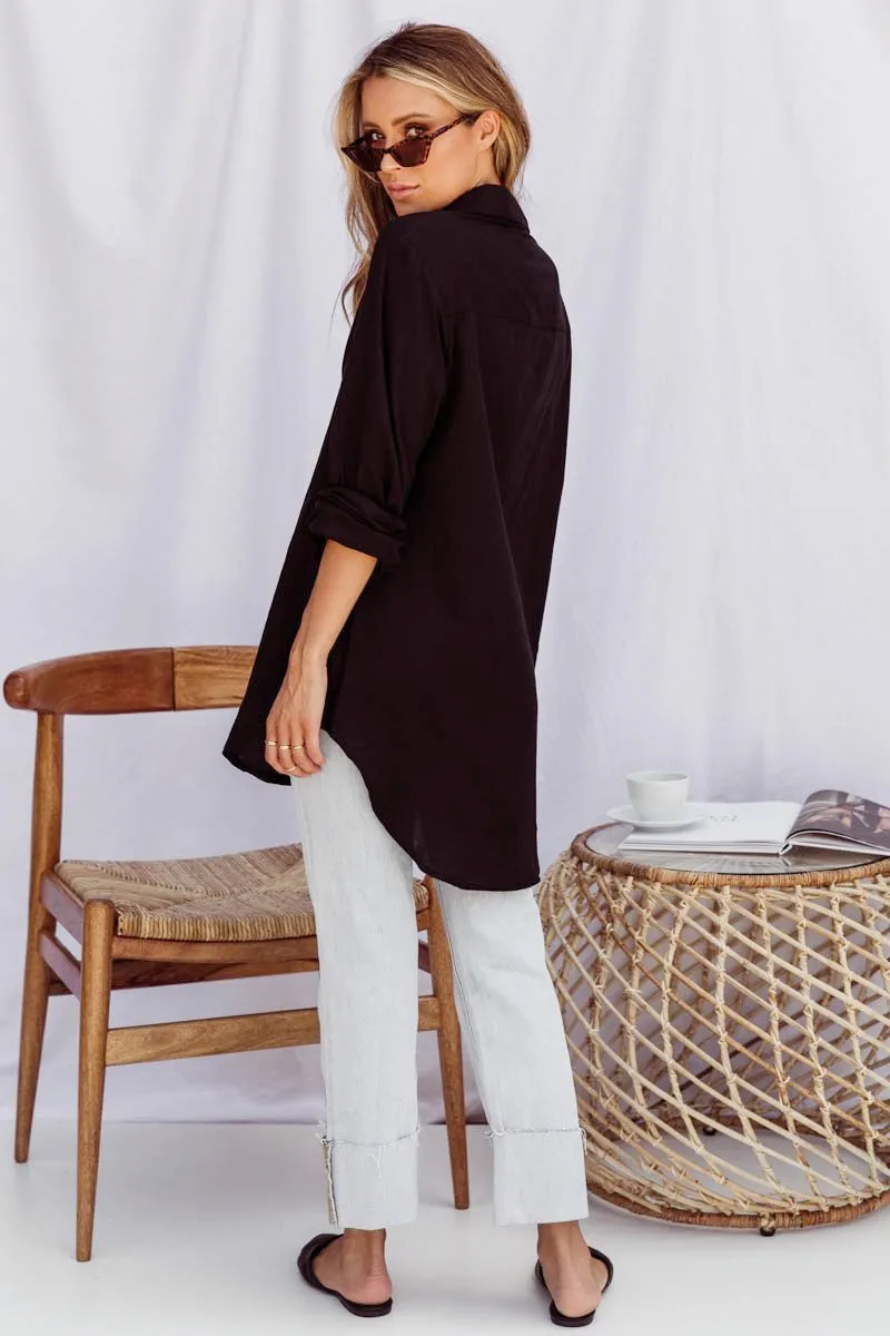 Sundays The Label WOMENS LEOPOLD OVERSIZED SHIRT 2.0 -BLACK