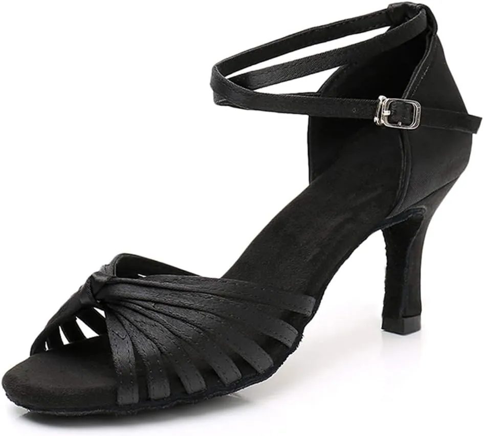 TINRYMX Women's Latin Dance Shoes Satin Ballroom Salsa Practice Performance Dance Shoes,Model 1219