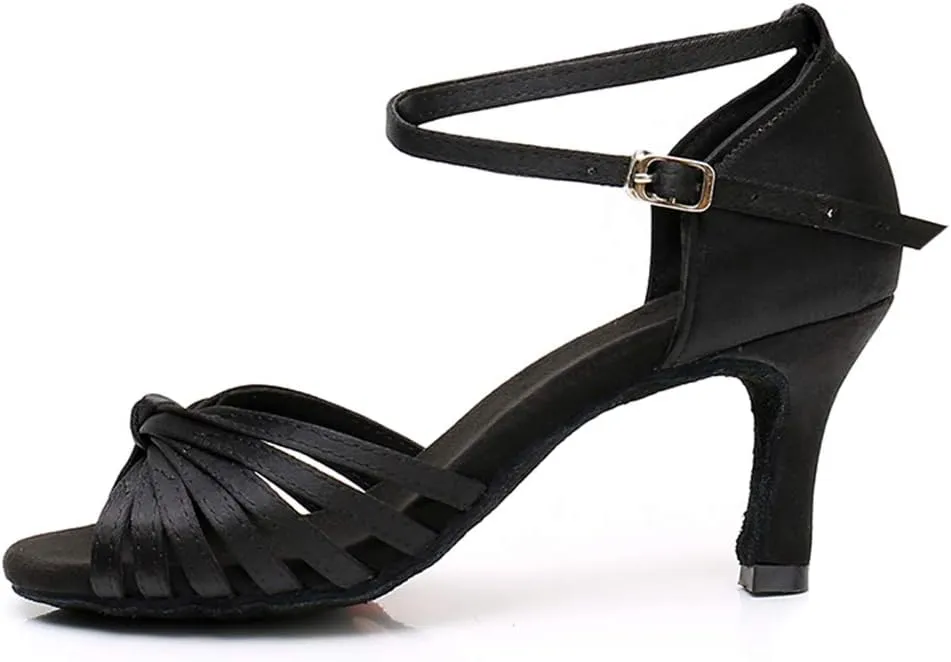 TINRYMX Women's Latin Dance Shoes Satin Ballroom Salsa Practice Performance Dance Shoes,Model 1219
