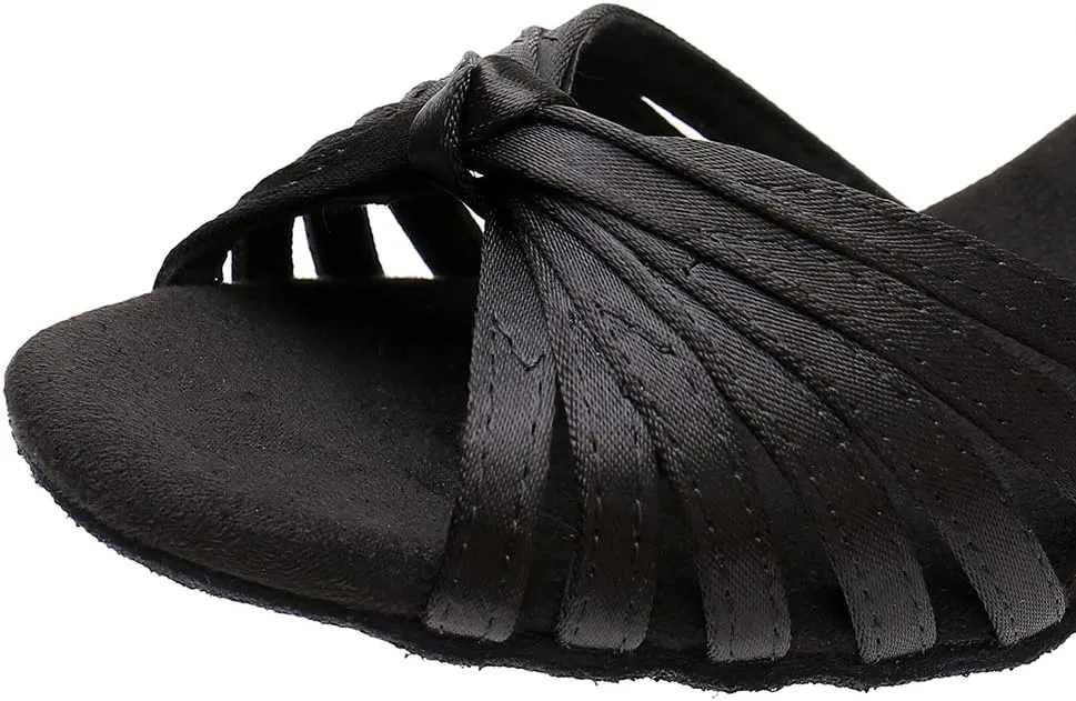 TINRYMX Women's Latin Dance Shoes Satin Ballroom Salsa Practice Performance Dance Shoes,Model 1219