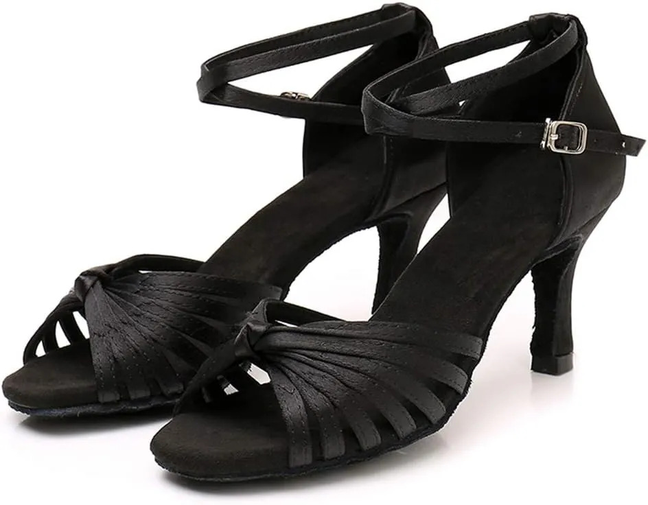 TINRYMX Women's Latin Dance Shoes Satin Ballroom Salsa Practice Performance Dance Shoes,Model 1219