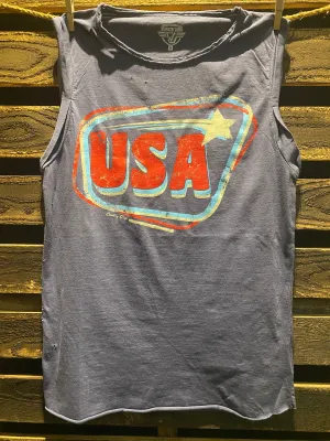 USA 80's Relaxed Fit distressed Rolled sleeve Muscle top