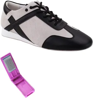 Very Fine Dance Shoes - Mens Latin, Rhythm Ballroom Dance Shoes - SERO106BBX - Flat Heel and Foldable Brush Bundle - Antonio - 11