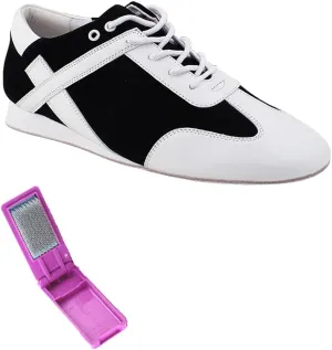 Very Fine Dance Shoes - Mens Latin, Rhythm Ballroom Dance Shoes - SERO106BBX - Flat Heel and Foldable Brush Bundle - Jackson - 8.5