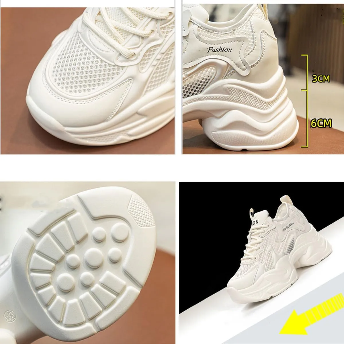 Women's Orthopedic Sneakers Comfortable Breathable Mesh Walking Shoes with Arch Support,Fashion Non-Slip Lace-Up Platform Chunky Height Increasing Dad Shoes