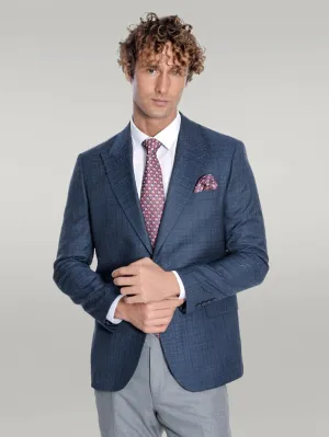 WSS Patterned Wide Lapel Navy Blue Men Blazer  - Singen